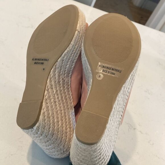 NEW Dolce Vita Petal Pink Espadrille 4” Wedge Leather once strap Sandals size 9 - Picture 8 of 9